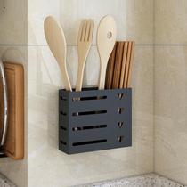 Stainless steel wall-mounted chopsticks barrel multi-functional drain chopsticks cage free punching home kitchen knife holder shelf