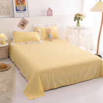 Full cotton student single 150 * 200 single piece bed sheet pure cotton double 2 0 fresh plaid is covered with single bedding single three pieces
