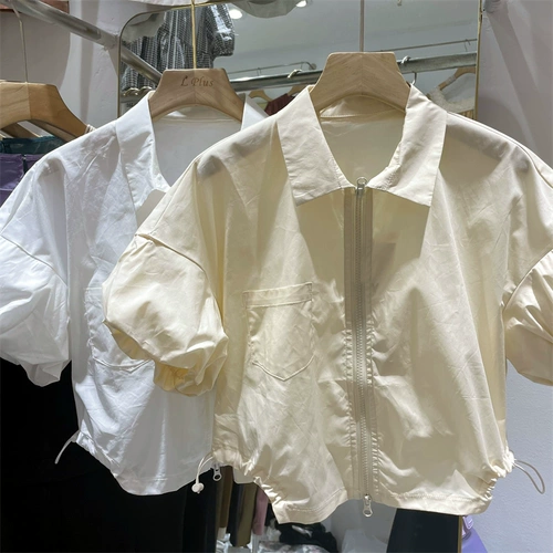 Свежая дизайнерская рубашка с молнией, рукава фонарики, в западном стиле, подходит для подростков, тренд сезона, на шнурках