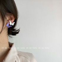 No earholes can also wear a butterfly purple solid ear clip without earhole temperament 100 lap silver pin