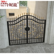  European-style simple wrought iron door Luxury villa portal outer iron door courtyard door entry door Anti-theft door can be customized