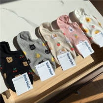 Spot vivid color Korea East gate Women socks Summer students Little Bear Cherry Light Mouth Anti Fall heel boat