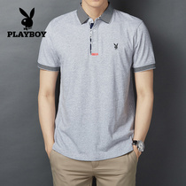 Playboy business top 2021 summer new mens cotton polo shirt mens gray lapel collar short sleeve t-shirt