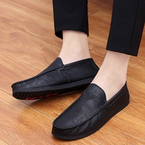 2022 new breathable sloth shoes mens casual leather shoes Korean version trendy spring soft bottom legue-bean shoes mens boomer shoes
