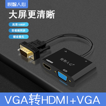 Yuezhihuman VGA to hdmi VGA line converter audio and video synchronous power supply interface hdim notebook desktop external dual-screen monitor TV projector with display cable