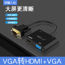 Yuezhihuman VGA to hdmi VGA line converter audio and video synchronous power supply interface hdim notebook desktop external dual-screen monitor TV projector with display cable