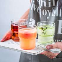 Handmade high temperature resistant transparent glass Cute juice milk cup Transparent cup Small fresh juice cup Dessert cup