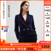 Lanzi velvet suit womens autumn 2021 New light luxury blue suit jacket jacket womens senior sense