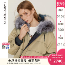 Langzi color-matching silver fox fur collar pike suit 2020 winter new real fur grass hooded short coat female short man