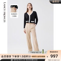 Lang Pose Imported Triacetate Suit Womens Pants 2022 Spring New Conspicothin Pendant High Waist Straight Barrel Long Pants