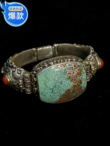 Nepalese Tibetan style ethnic style old green pine bracelet quality new products hot seller