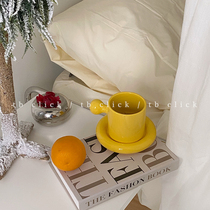 click Full of vitality Ceramic coffee cup and saucer set Round doodle ball ball handle Korean ins blogger with the same