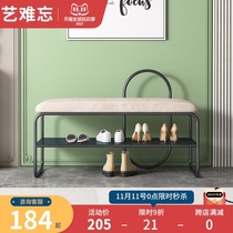 Light luxury shoe-changing stool at home door creative entry shoe cabinet hanger integrated into the door can wear shoes cushion long bench