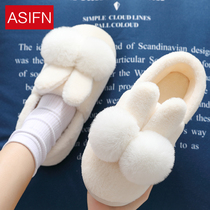 Winter cotton slippers lady comfortable plush couple household autumn and winter princess wind plus wool slippers with bag back heel