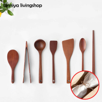 Spot Korean solid wood wooden shovel non-stick pan special natural paint stir-frying shovel kitchen tools full set of large spoons