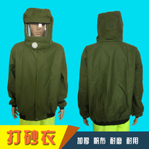 Split sandblasting clothing protective clothing canvas sand dressing one-piece with hat sand coating coating