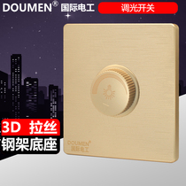  International electrician champagne gold brushed switch socket panel package 86 type concealed household one-position dimming switch