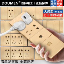 International electrician 118 concealed drawing gold color combination switch socket panel household package commonly used socket