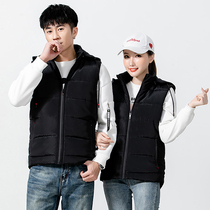 Sports cotton vest men and women couples autumn and winter training hooded warm waistcoat vest down cotton jacket jacket