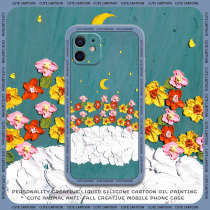 Oil painting flowers for Apple 12 mobile phone case 2021 New dirty iphone12proMax anti-drop all-inclusive ip12pro female max liquid silicone pro set I