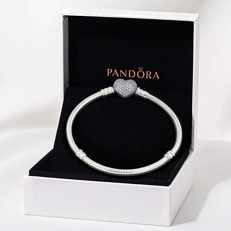 Spot Pandora Pandora Counter Love Zircon Buckle Basic Snake Bone Bracelet 590727cz