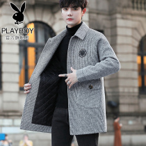 Playboy woolen coat men long 2021 new autumn winter coat youth mens cashmere coat tide