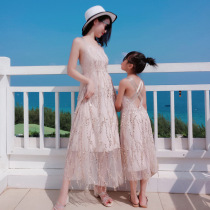 Pro-sub-clothing Sanya seaside holiday one-piece dress Summer dress Mother woman Dress Superior sense pendant with skirt Skirt Ocean Air Dew Back Beach Skirt