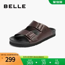 Thyme Outdoor Beach Shoes Mens Summer New Mall with Bull Leather Casual Sandals Outside D3Q34BT1