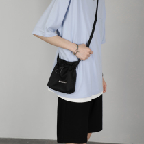 Atractylodes self-made] Japanese crossbody bag mens tide canvas shoulder bag casual versatile waist bag lightweight black small satchel