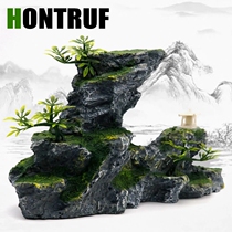 New rockery aquarium Fish tank Landscape rockery Pastoral wind Resin crafts Artificial stone mountain rockery