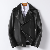 Leather leather mens sheepskin star with slim leather jacket handsome motorcycle clothing spring thin short jacket