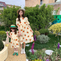 Pro-daughter dress Mothers dress Summer dress New dress girl Fresh Princess Skirt Girls Korean version of the Korean cotton cotton fabric dress
