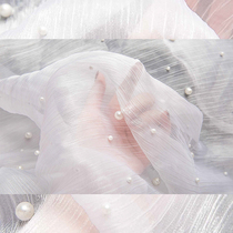 Big beads small beads drop jade plate~silver silk pleated pearl yarn background cloth Nail decoration photo props net gauze material