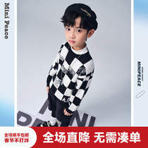 (Harassment in Heaven) minipeace Taiping Bird Children's Wear Boys' Sweater Winter Warm Black and White Turtleneck Sweater