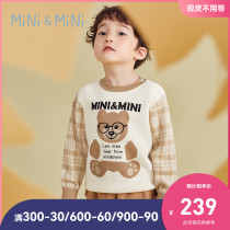 minipeace Taiping Bird Childrens Wear Boys Sweater Knitted Sweater Autumn and Winter New Mens Baby Bear Plaid Cardigan