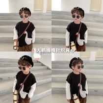 Cotton small class Childrens clothes men and women 2022 Spring and autumn new big white goose knit vest children Han series sweater and shoulder damp