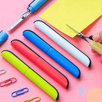Deli portable small scissors Creative small folding pen-shaped pen-shaped pen-shaped portable round head scissors pen travel scissors Safe and cute Japan and South Korea American handmade household children