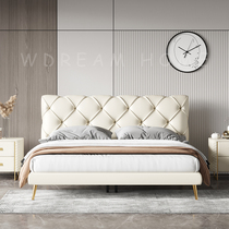 Light luxury leather bed 1 8 meters soft bed simple post modern master bedroom furniture atmospheric double bed pull button leather art bed
