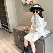 Princess dress 2021 spring and summer new Zhongda virgin childrens shirt dress dress Zhongda childrens cotton skirt foreign tide