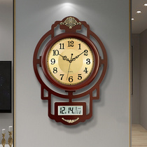 New Chinese wall clock living room home fashion Chinese style perpetual calendar light luxury atmospheric clock strap calendar quartz clock