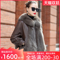 2021 Winter new leather leather female fox fur coat sheep leather down jacket short short young model