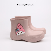 Cute Cartoon Rain Boots Women Fashion Outwear Waterproof Shoes Light Non-slip Rubber Shoes Women Short Barrel Rain Shoes Chelsea Short Boots