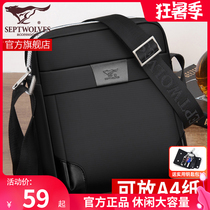 Seven wolves shoulder bag mens small backpack Mens crossbody bag mens bag New canvas bag Business mens bag summer