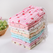 Spring Summer Autumn New Sleeping Pants Lady Trousers Long Pants Knitted Day Series Pure Cotton Home Pants Full Cotton Double Layer Gauze Long Pants Loose