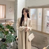 Hellokay wool knit cardiovert in long spring and autumn tenderness Department Lazy Wind Sweater Han Version Loose Jacket Woman