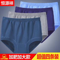 Hengyuanxiang middle-aged and elderly mens underwear mens briefs pure cotton loose breathable large size pants pants shorts head Dad