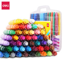 Del colorful oil painting stick children crayons safe and harmless water soluble washing 48 color plastic rotating crayon color pen