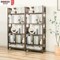 Solid Wood Bookshelf Floor Living Room Small Contained Shelf Bedroom Simple Bookshelf Sub Home Leaning Wall Multilayer Bookcase