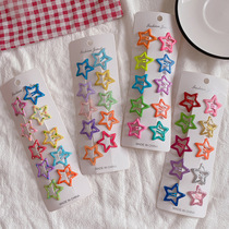Korean ins cute candy color drip oil five-pointed star girl bbclip sweet Joker girl bangs hairclip hair accessories