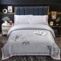 100 silk quilt Tencel air conditioning quilt powder gray green yellow bean paste color cotton embroidery warm double winter quilt core